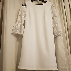 6 White Dress with Bell Sleeves and Pockets